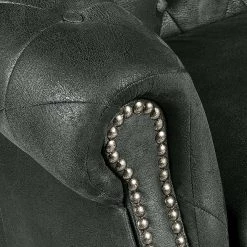 Ars manufacti Canapé d'angle Benavente - Anthracite - Méridienne courte à droite (vue de face) -Meubles de salon Soldes ecksofa benavente antiklederoptik anthrazith longchair davorstehend rechts 437324