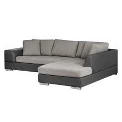 Roomscape Canapé d'angle Brandon (convertible) - Imitation cuir - Anthracite - Avec méridienne montée à droite (vue de face) -Meubles de salon Soldes ecksofa brandon kunstleder anthrazit ottomane davorstehend rechts 395070