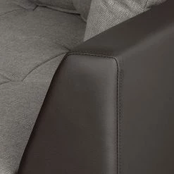 Roomscape Canapé d'angle Brandon - Cuir synthétique marron foncé - Méridienne à droite (vue de face) -Meubles de salon Soldes ecksofa brandon kunstleder dunkelbraun ottomane davorstehend rechts 395098