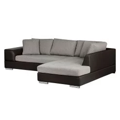 Roomscape Canapé d'angle Brandon - Cuir synthétique marron foncé - Méridienne à droite (vue de face) -Meubles de salon Soldes ecksofa brandon kunstleder dunkelbraun ottomane davorstehend rechts 395103