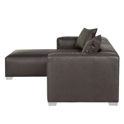 Loftscape Canapé d'angle Calli - Cuir synthétique marron foncé - Méridienne à gauche (vue de face) -Meubles de salon Soldes ecksofa calli kunstleder dunkelbraun longchair davorstehend links 388350