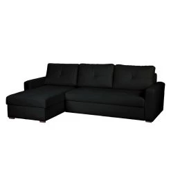 Fredriks Canapé d'angle Cavolo - Avec fonction couchage - Imitation cuir noir - Méridienne montable à gauche ou à droite