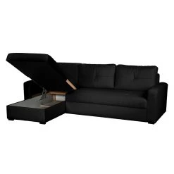 Fredriks Canapé d'angle Cavolo - Avec fonction couchage - Imitation cuir noir - Méridienne montable à gauche ou à droite -Meubles de salon Soldes ecksofa cavolo mit schlaffunktion kunstleder schwarz ottomane rechts links montierbar 1318511