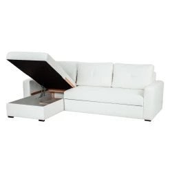 Fredriks Canapé d'angle Cavolo - Avec fonction couchage - Imitation cuir blanc - Méridienne montable à gauche ou à droite -Meubles de salon Soldes ecksofa cavolo mit schlaffunktion kunstleder weiss ottomane rechts links montierbar 1318493