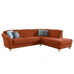 Ars Natura Canapé d'angle Cebu - Marron miel - Méridienne longue à droite (vue de face) - Avec réglage de la profondeur d'assise