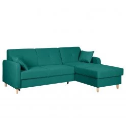 Mørteens Canapé d'angle convertible Clintwood - Tissu - Méridienne à monter à gauche ou à droite - Turquoise -Meubles de salon Soldes ecksofa clintwood mit schlaffunktion webstoff longchair beidseitig montierbar tuerkis 4514844