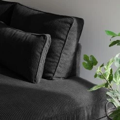 Naturoo Canapé d'angle Coolock - Noir - Méridienne longue à droite (vue de face) -Meubles de salon Soldes ecksofa coolock cord ottomane davorstehend rechts schwarz 5063984