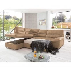 Cotta Canapé d'angle Doug - Cuir Ramsa : Marron - Méridienne longue à gauche (vue de face) -Meubles de salon Soldes ecksofa doug mit schlaffunktion echtleder longchair ottomane davorstehend links braun 4371196