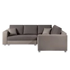 Fredriks Canapé d'angle Dublin I (convertible) - Taupe / Marron - Largeur : 254 cm -Meubles de salon Soldes ecksofa dublin mit schlaffunktion kunstleder taupe strukturstoff braun 289623