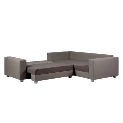 Fredriks Canapé d'angle Dublin I (convertible) - Taupe / Marron - Largeur : 254 cm -Meubles de salon Soldes ecksofa dublin mit schlaffunktion kunstleder taupe strukturstoff braun 289626