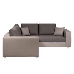 Fredriks Canapé d'angle Dublin I (convertible) - Taupe / Marron - Largeur : 254 cm -Meubles de salon Soldes ecksofa dublin mit schlaffunktion kunstleder taupe strukturstoff braun 289627