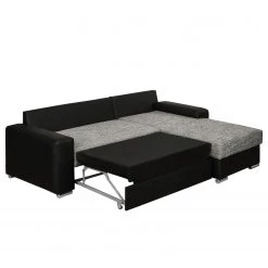 Fredriks Canapé d'angle Dulmen (convertible) - Imitation cuir / Tissu structuré - Méridienne à monter gauche ou droite - Noir / Gris -Meubles de salon Soldes ecksofa dulmen mit schlaffunktion beidseitig montierbar kunstleder strukturstoff schwarz grau 4962472