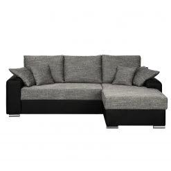 Fredriks Canapé d'angle Dulmen (convertible) - Imitation cuir / Tissu structuré - Méridienne à monter gauche ou droite - Noir / Gris -Meubles de salon Soldes ecksofa dulmen mit schlaffunktion beidseitig montierbar kunstleder strukturstoff schwarz grau 4962480