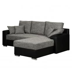 Fredriks Canapé d'angle Dulmen (convertible) - Imitation cuir / Tissu structuré - Méridienne à monter gauche ou droite - Noir / Gris -Meubles de salon Soldes ecksofa dulmen mit schlaffunktion beidseitig montierbar kunstleder strukturstoff schwarz grau 4962484