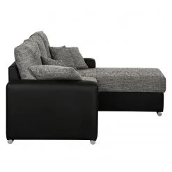 Fredriks Canapé d'angle Dulmen (convertible) - Imitation cuir / Tissu structuré - Méridienne à monter gauche ou droite - Noir / Gris -Meubles de salon Soldes ecksofa dulmen mit schlaffunktion beidseitig montierbar kunstleder strukturstoff schwarz grau 4962492