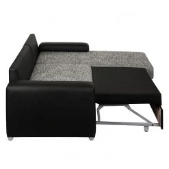 Fredriks Canapé d'angle Dulmen (convertible) - Imitation cuir / Tissu structuré - Méridienne à monter gauche ou droite - Noir / Gris -Meubles de salon Soldes ecksofa dulmen mit schlaffunktion beidseitig montierbar kunstleder strukturstoff schwarz grau 4962520