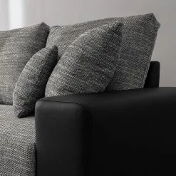 Fredriks Canapé d'angle Dulmen (convertible) - Imitation cuir / Tissu structuré - Méridienne à monter gauche ou droite - Noir / Gris -Meubles de salon Soldes ecksofa dulmen mit schlaffunktion beidseitig montierbar kunstleder strukturstoff schwarz grau 4964204