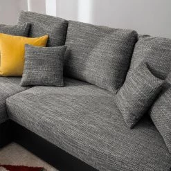 Fredriks Canapé d'angle Dulmen (convertible) - Imitation cuir / Tissu structuré - Méridienne à monter gauche ou droite - Noir / Gris -Meubles de salon Soldes ecksofa dulmen mit schlaffunktion beidseitig montierbar kunstleder strukturstoff schwarz grau 4964208