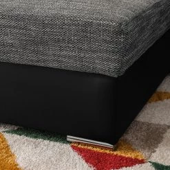 Fredriks Canapé d'angle Dulmen (convertible) - Imitation cuir / Tissu structuré - Méridienne à monter gauche ou droite - Noir / Gris -Meubles de salon Soldes ecksofa dulmen mit schlaffunktion beidseitig montierbar kunstleder strukturstoff schwarz grau 4964212