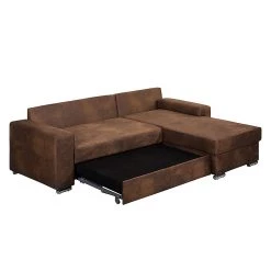 Ars manufacti Canapé d'angle Dulmen (convertible) - Marron foncé -Meubles de salon Soldes ecksofa dulmen mit schlaffunktion samtstoff longchair beidseitig montierbar dunkelbraun 1234798