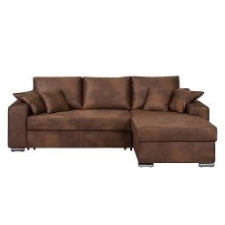 Ars manufacti Canapé d'angle Dulmen (convertible) - Marron foncé -Meubles de salon Soldes ecksofa dulmen mit schlaffunktion samtstoff longchair beidseitig montierbar dunkelbraun 1234818
