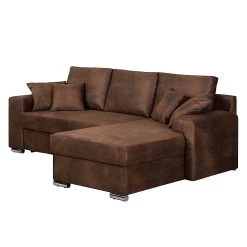Ars manufacti Canapé d'angle Dulmen (convertible) - Marron foncé -Meubles de salon Soldes ecksofa dulmen mit schlaffunktion samtstoff longchair beidseitig montierbar dunkelbraun 1234826