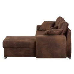 Ars manufacti Canapé d'angle Dulmen (convertible) - Marron foncé -Meubles de salon Soldes ecksofa dulmen mit schlaffunktion samtstoff longchair beidseitig montierbar dunkelbraun 1234866
