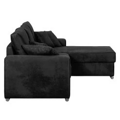 Ars manufacti Canapé d'angle Dulmen (convertible) - Noir -Meubles de salon Soldes ecksofa dulmen mit schlaffunktion samtstoff longchair beidseitig montierbar schwarz 1231774