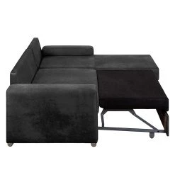 Ars manufacti Canapé d'angle Dulmen (convertible) - Noir -Meubles de salon Soldes ecksofa dulmen mit schlaffunktion samtstoff longchair beidseitig montierbar schwarz 1231782