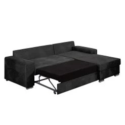 Ars manufacti Canapé d'angle Dulmen (convertible) - Noir -Meubles de salon Soldes ecksofa dulmen mit schlaffunktion samtstoff longchair beidseitig montierbar schwarz 1231790