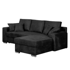 Ars manufacti Canapé d'angle Dulmen (convertible) - Noir -Meubles de salon Soldes ecksofa dulmen mit schlaffunktion samtstoff longchair beidseitig montierbar schwarz 1231814