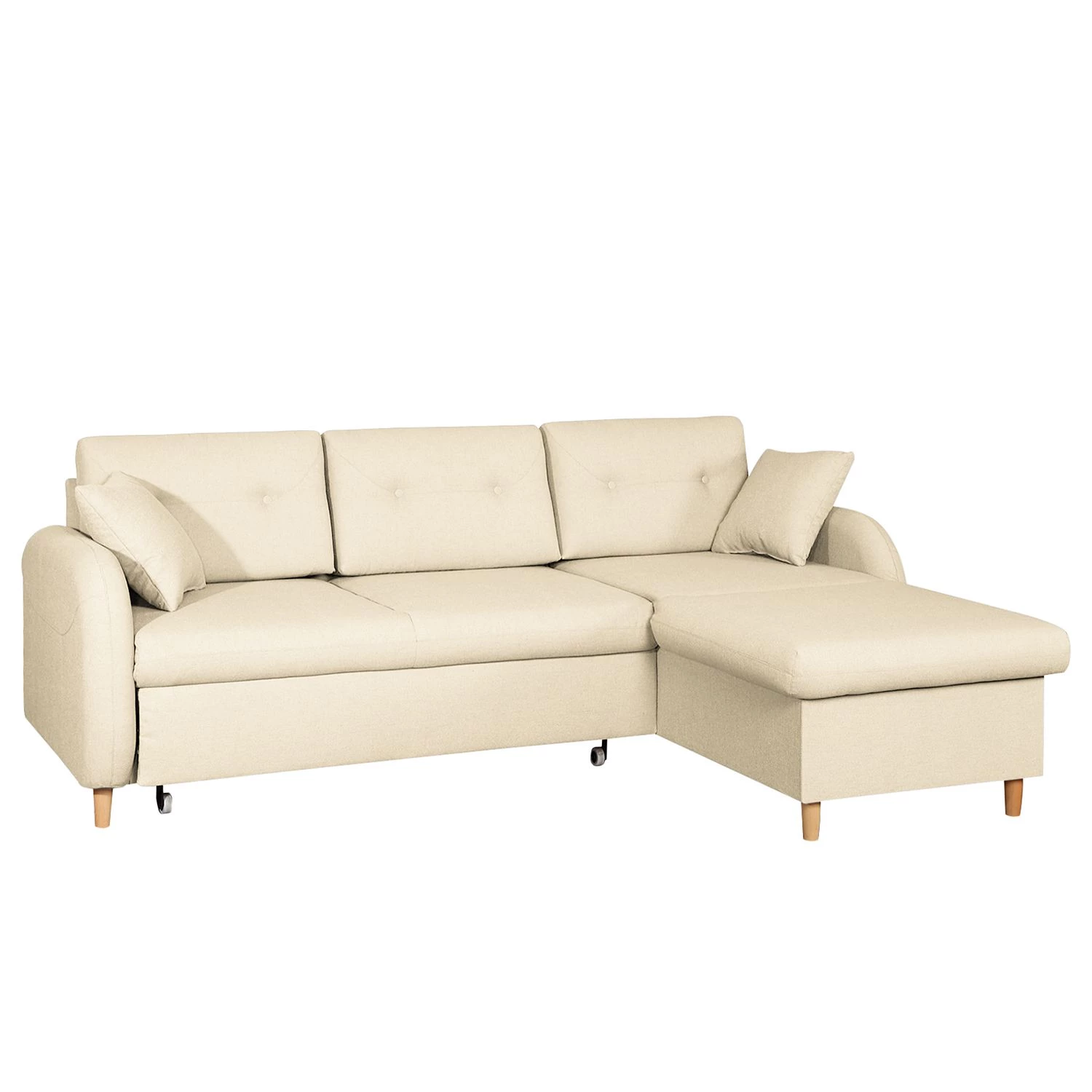 Mørteens Canapé d'angle convertible Eastville - Tissu - Méridienne à monter à gauche ou à droite - Beige clair - Coffre de lit - Fonction couchage 3 Mørteens Canapé d'angle convertible Eastville - Tissu - Méridienne à monter à gauche ou à droite - Beige clair - Coffre de lit - Fonction couchage