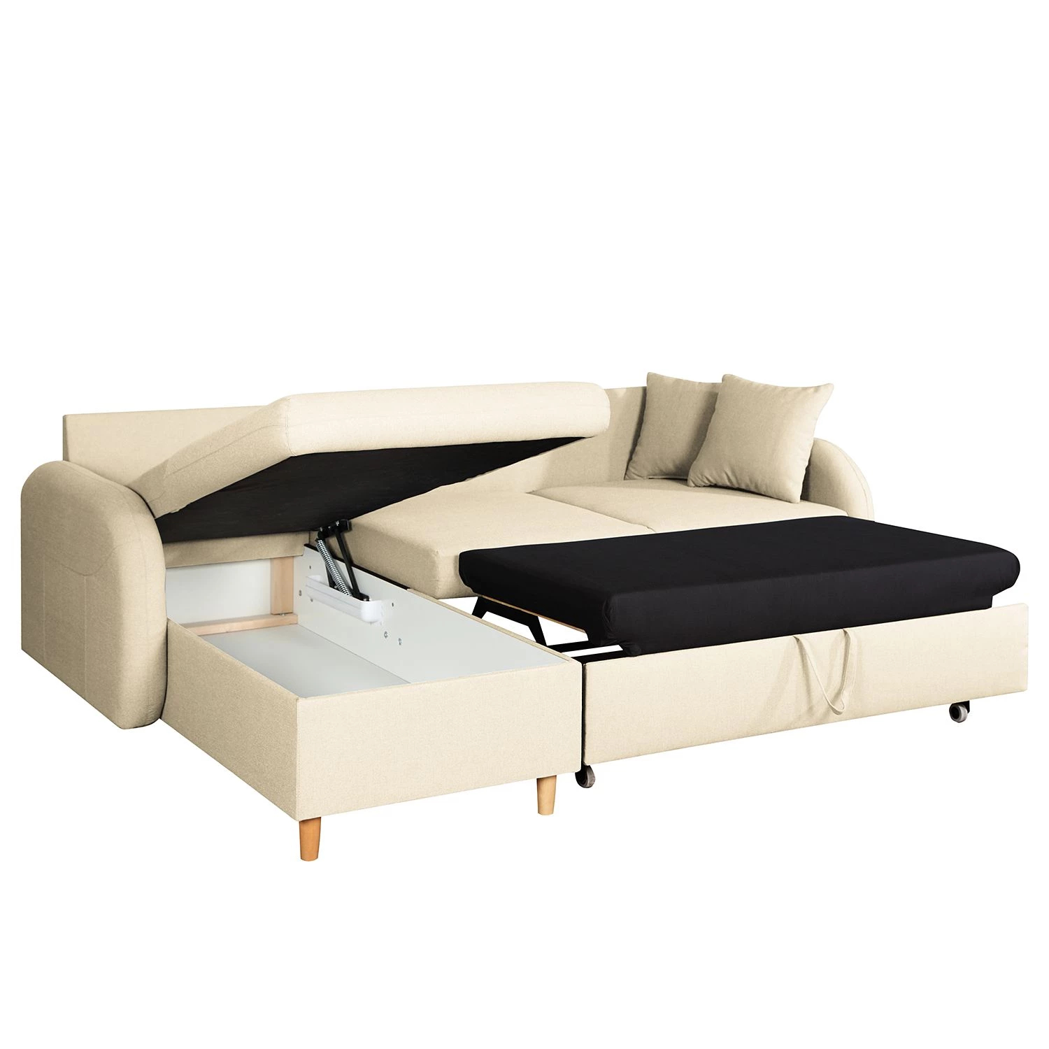 Mørteens Canapé d'angle convertible Eastville - Tissu - Méridienne à monter à gauche ou à droite - Beige clair - Coffre de lit - Fonction couchage 9 Mørteens Canapé d'angle convertible Eastville - Tissu - Méridienne à monter à gauche ou à droite - Beige clair - Coffre de lit - Fonction couchage – Image 7