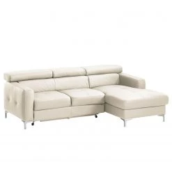 Cotta Canapé d'angle Eduardo I - Blanc - Méridienne courte à droite (vue de face) - Coffre de lit - Fonction couchage