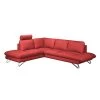 Fredriks Canapé d'angle Enzo - Avec appui-tête -Meubles de salon Soldes ecksofa enzo echtleder kaminrot ottomane davorstehend links mit 2 kopfstuetzen 3704421