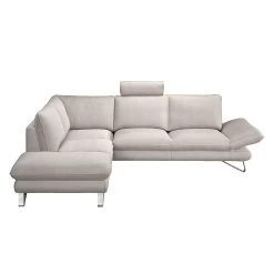 Fredriks Canapé d'angle Enzo - Tissu structuré beige - Méridienne à gauche (vue de face) - 2 appui-tête -Meubles de salon Soldes ecksofa enzo strukturstoff beige ottomane davorstehend links 417993