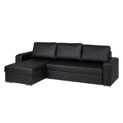 Fredriks Canapé d'angle Giglio (convertible) - Cuir synthétique noir - Méridienne qui peut être montée à droite ou à gauche -Meubles de salon Soldes ecksofa gigilio mit schlaffunktion kunstleder schwarz ottomane rechts links montierbar 1318535