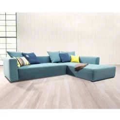 Tom Tailor Canapé d'angle Heaven Casual XL - Aqua - Méridienne courte à droite (vue de face) - Sans fonction -Meubles de salon Soldes ecksofa heaven casual xl webstoff longchair ottomane davorstehend rechts ohne schlaffunktion aqua 3161377