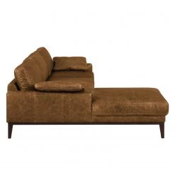 Ars manufacti Canapé d'angle Horley I Cuir véritable - Marron - Méridienne courte à gauche (vue de face) -Meubles de salon Soldes ecksofa horley echtleder longchair davorstehend links cognac 4463620