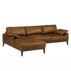 Ars manufacti Canapé d'angle Horley I Cuir véritable - Marron - Méridienne courte à gauche (vue de face) -Meubles de salon Soldes ecksofa horley echtleder longchair davorstehend links cognac 4463628