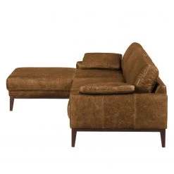 Ars manufacti Canapé d'angle Horley I Cuir véritable - Marron - Méridienne courte à gauche (vue de face) -Meubles de salon Soldes ecksofa horley echtleder longchair davorstehend links cognac 4463632