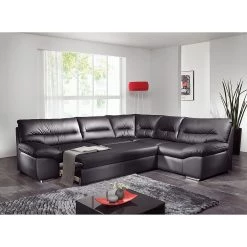 Cotta Canapé d'anle Howard (convertible) - Cuir synthétique noir - Fonction couchage à gauche (vue de face) 11 Cotta Canapé d'anle Howard (convertible) - Cuir synthétique noir - Fonction couchage à gauche (vue de face) -Meubles de salon Soldes ecksofa howard mit schlaffunktion kunstleder schwarz bettfunktion davorstehend links 426819