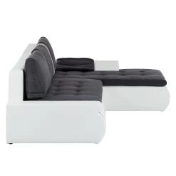 Mooved Canapé d'angle Huelva (convertible) - Blanc / Gris - Méridienne courte à droite (vue de face) -Meubles de salon Soldes ecksofa huelva mit schlaffunktion kunstleder weiss longchair davorstehend rechts 276570
