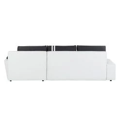 Mooved Canapé d'angle Huelva (convertible) - Blanc / Gris - Méridienne courte à droite (vue de face) -Meubles de salon Soldes ecksofa huelva mit schlaffunktion kunstleder weiss longchair davorstehend rechts 276571