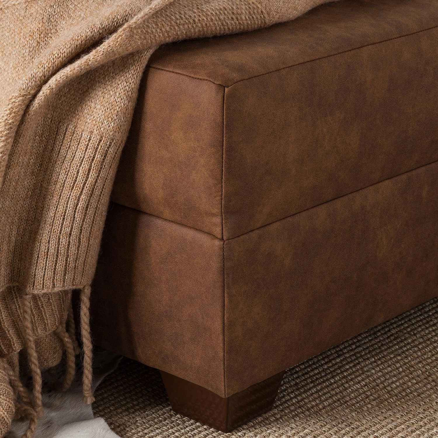 Loftscape Canapé d'angle Inywa - Convertible / montable des deux côtés - Aspect cuir antique - Microfibre Priya: Cognac - Avec fonction couchage 14 Loftscape Canapé d'angle Inywa - Convertible / montable des deux côtés - Aspect cuir antique - Microfibre Priya: Cognac - Avec fonction couchage – Image 12