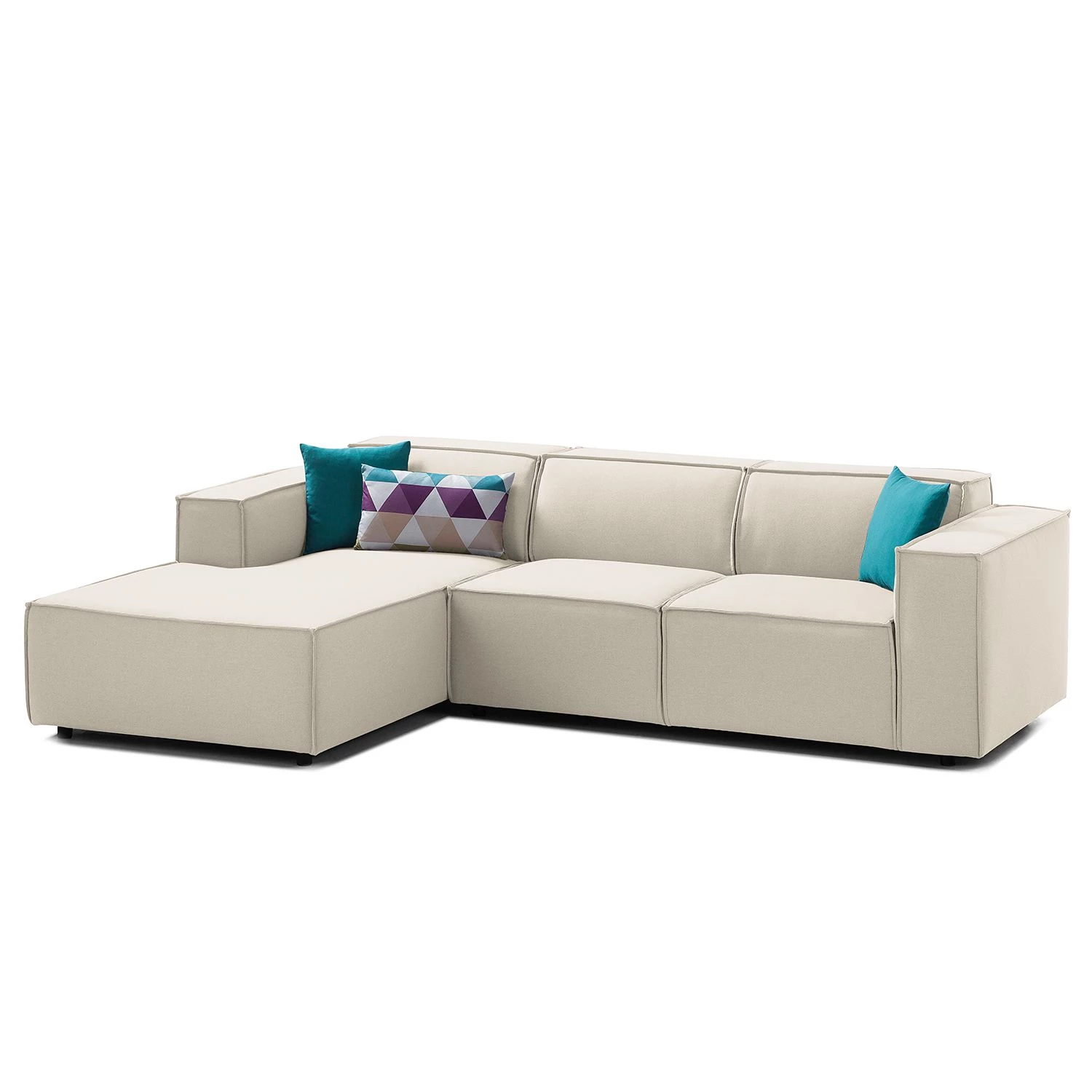 Canapé d'angle Kinx I - Tissu Osta: Blanc vieilli - Méridienne courte à gauche (vue de face) - Sans fonction 3 Canapé d'angle Kinx I - Tissu Osta: Blanc vieilli - Méridienne courte à gauche (vue de face) - Sans fonction