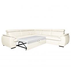 Loftscape Canapé d'angle Olival III - Blanc vieilli - Fonction lit à gauche (vue de face) -Meubles de salon Soldes ecksofa lauro mit schlaffunktion echtleder schlaffunktion davorstehend links altweiss 4195892