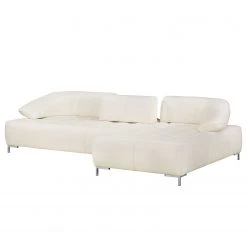 Fredriks Canapé d'angle Lyneal Cuir véritable - Blanc - Méridienne longue à droite (vue de face) -Meubles de salon Soldes ecksofa lyneal echtleder ottomane davorstehend rechts weiss 4270576