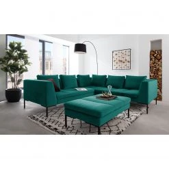 Studio Copenhagen Canapé d’angle Madison II - Velours Shyla: Pétrol - Angle à gauche (vu de face) 17 Studio Copenhagen Canapé d’angle Madison II - Velours Shyla: Pétrol - Angle à gauche (vu de face) -Meubles de salon Soldes ecksofa madison ii samt 3 sitzer davorstehend links stoff shyla petrol 5169436