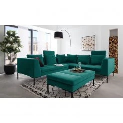 Studio Copenhagen Canapé d’angle Madison II - Velours Shyla: Pétrol - Angle à gauche (vu de face) 14 Studio Copenhagen Canapé d’angle Madison II - Velours Shyla: Pétrol - Angle à gauche (vu de face) -Meubles de salon Soldes ecksofa madison ii samt 3 sitzer davorstehend links stoff shyla petrol 5169440